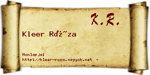 Kleer Róza névjegykártya